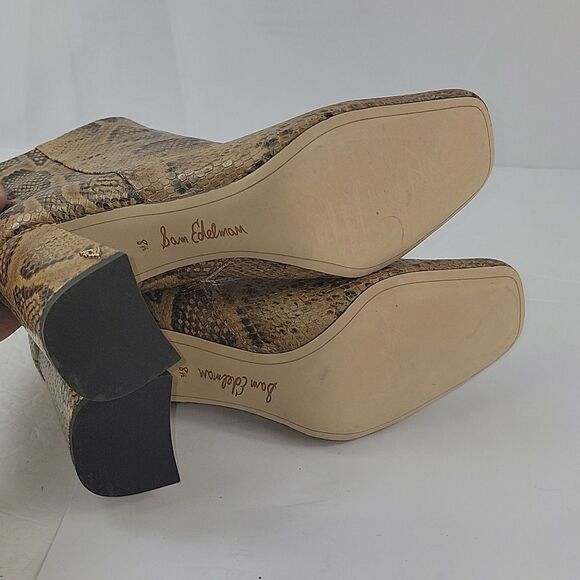 Sam Edelman Codie Snake-Embossed Leather Ankle Boots - Picture 12 of 16